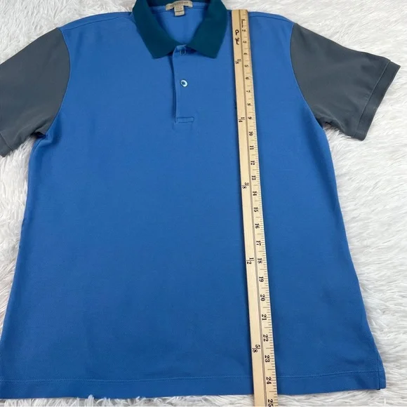 Burberry Brit Men's short sleeve color block polo shirt in blue - Picture 3 of 8
